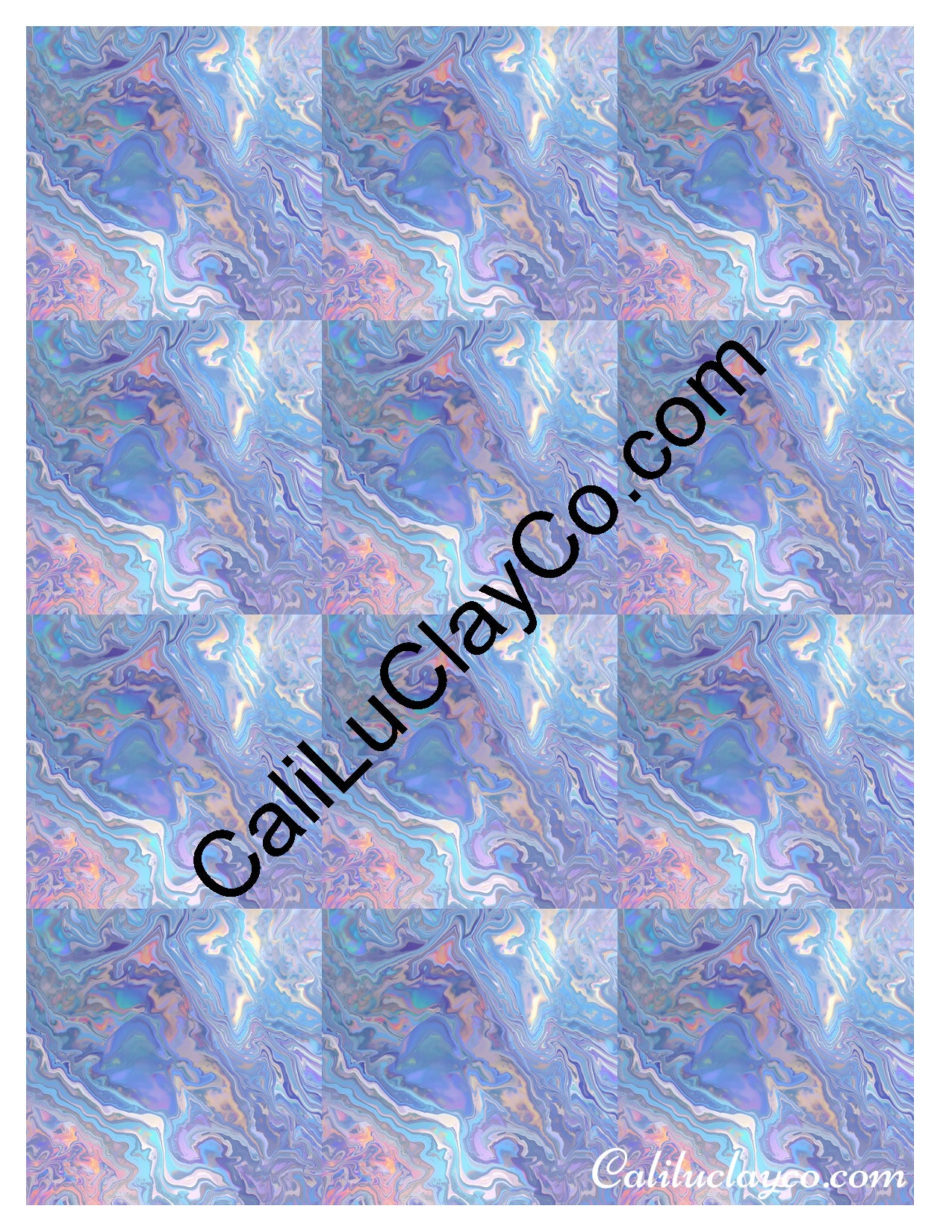 Pastel Marbling #2 MULTI Left & Right Polymer Clay Water-Soluble Transfer Sheet / Tattoo Paper