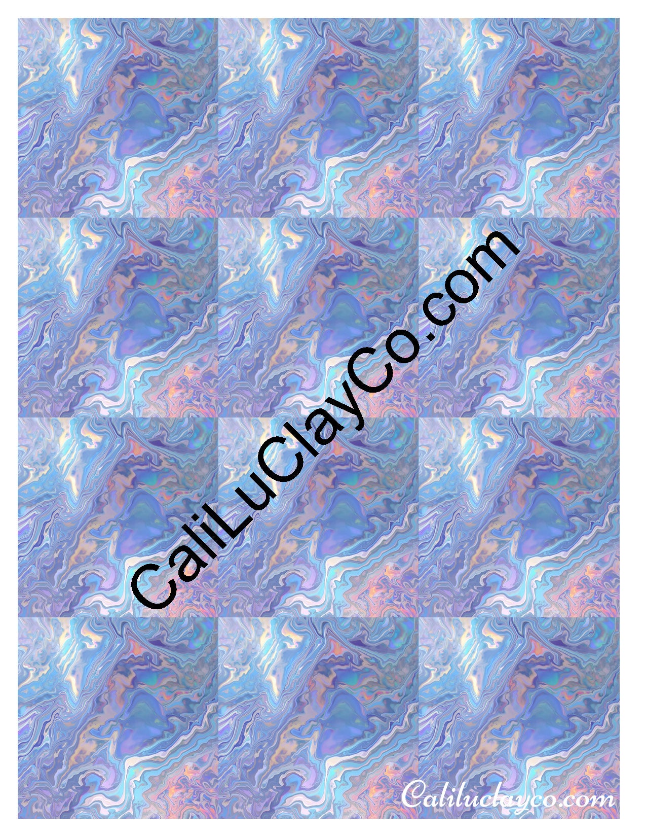 Pastel Marbling #2 MULTI Left & Right Polymer Clay Water-Soluble Transfer Sheet / Tattoo Paper