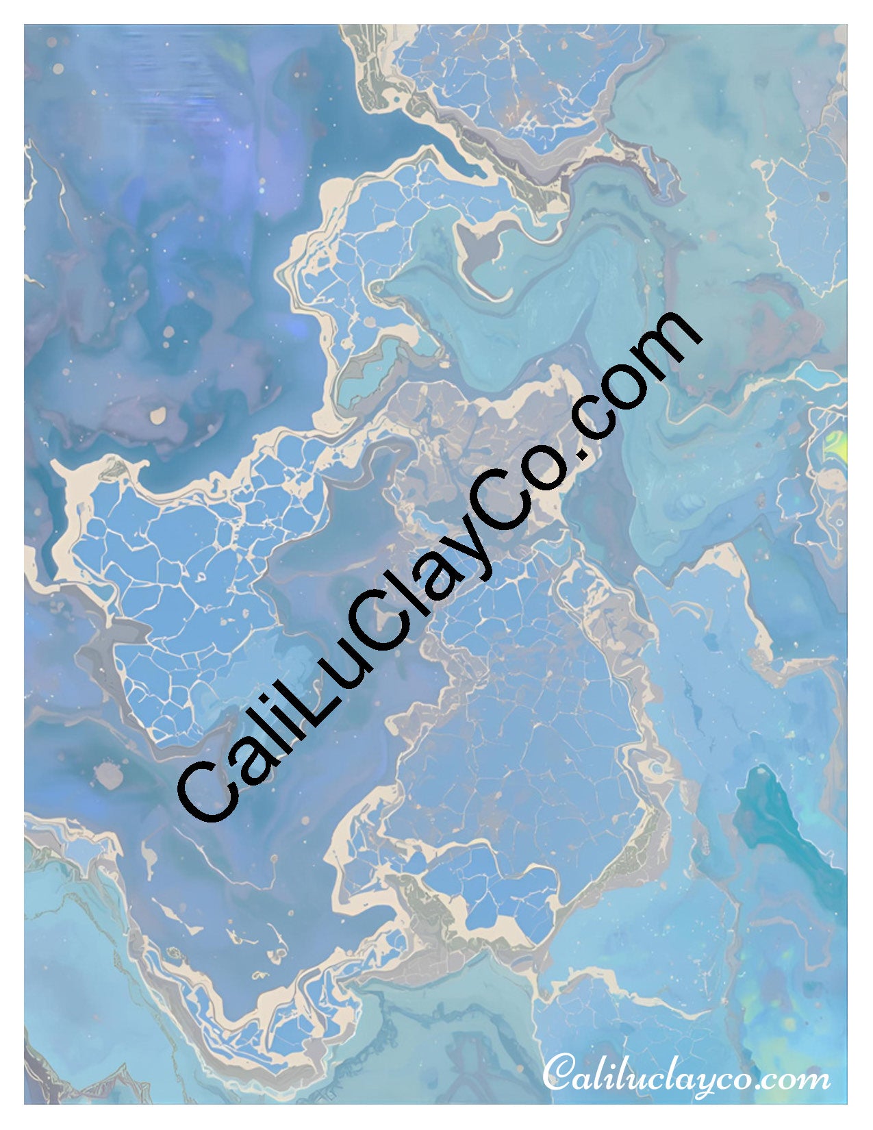 Pastel Marbling #3 Left & Right Polymer Clay Water-Soluble Transfer Sheet / Tattoo Paper