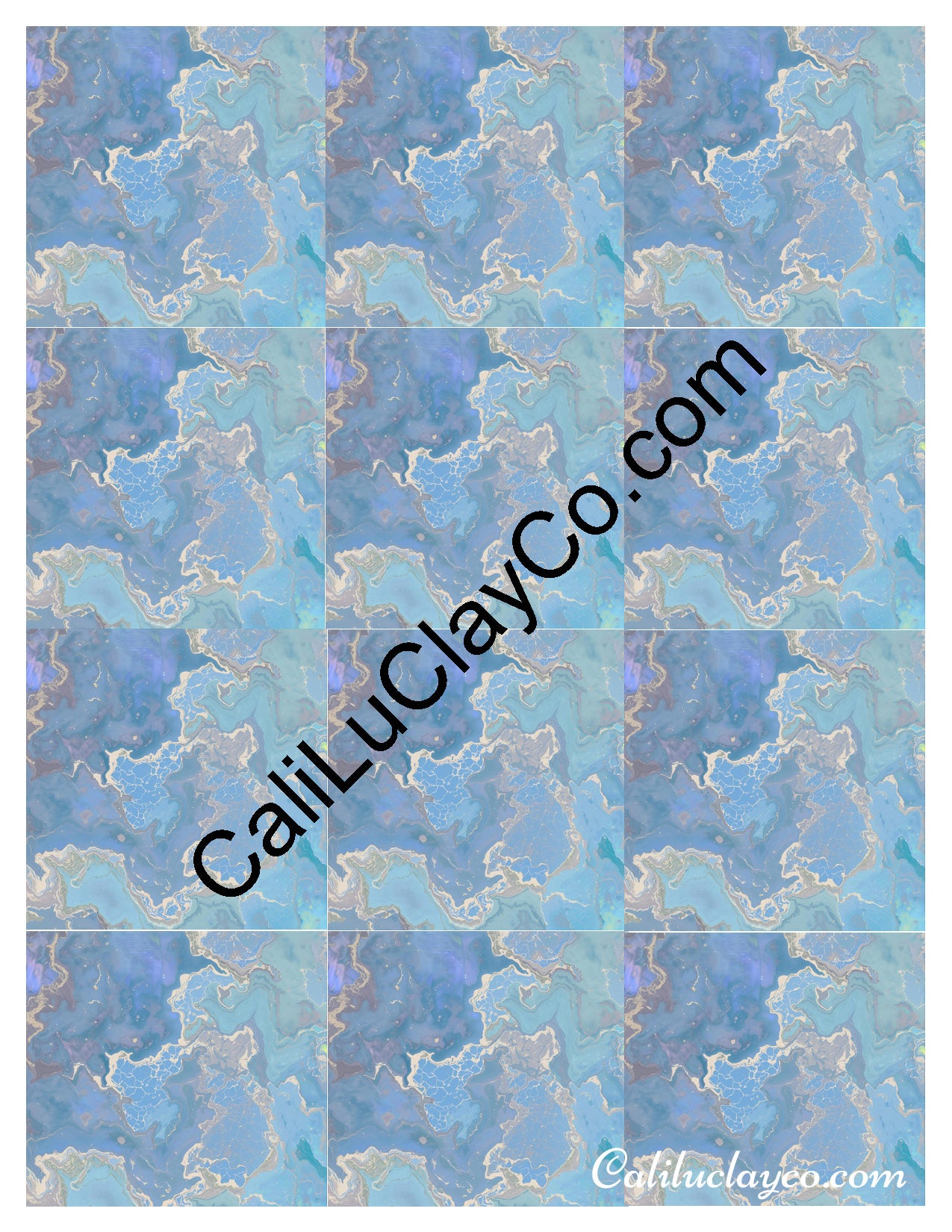 Pastel Marbling #3 MULTI Left & Right Polymer Clay Water-Soluble Transfer Sheet / Tattoo Paper