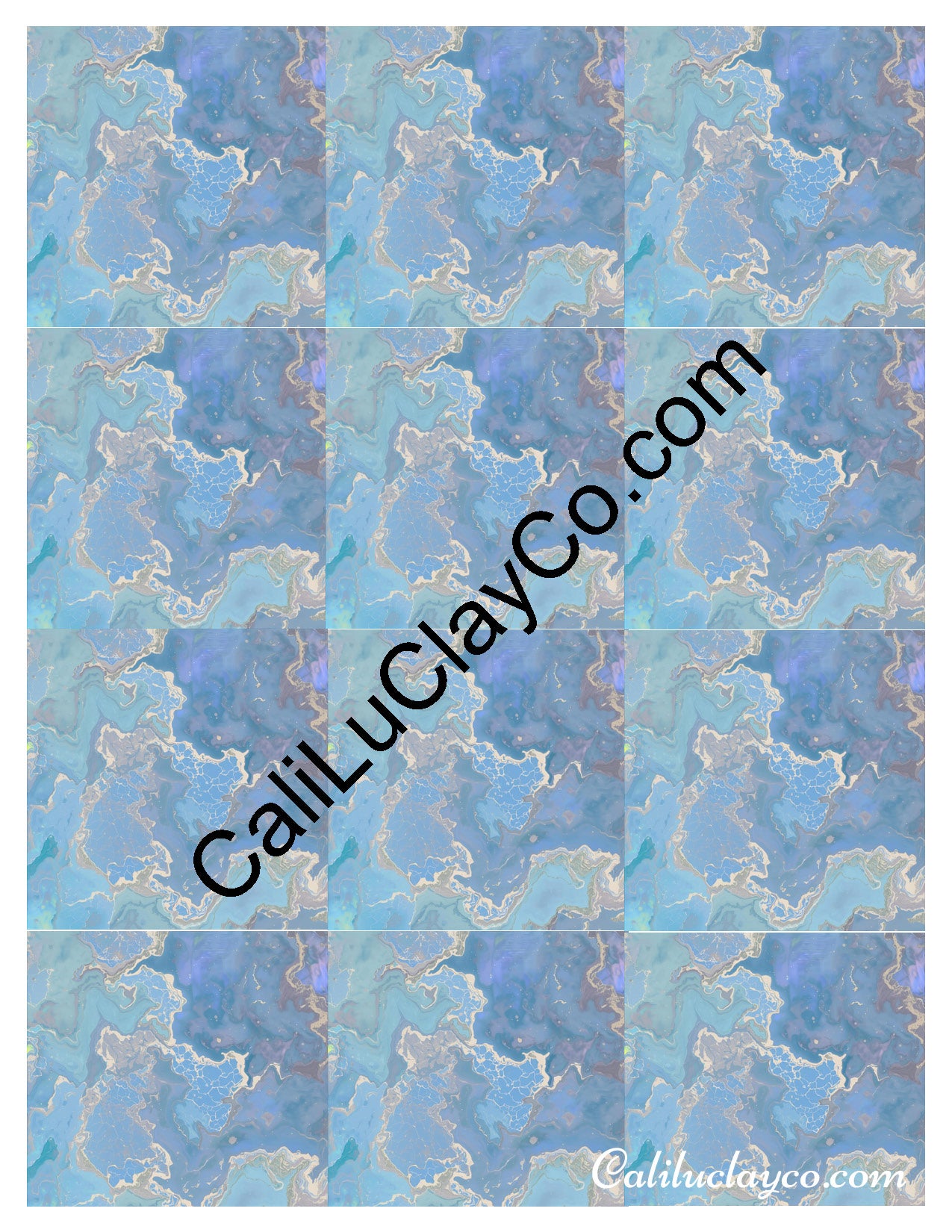 Pastel Marbling #3 MULTI Left & Right Polymer Clay Water-Soluble Transfer Sheet / Tattoo Paper