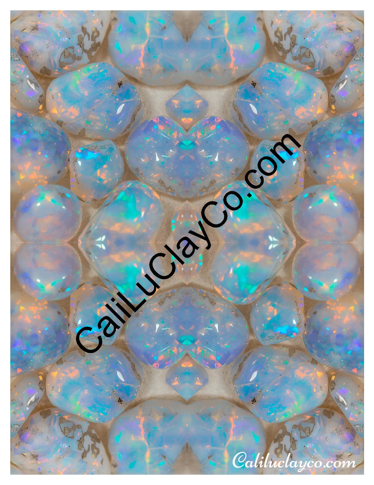 Opals #1 Mirrored Polymer Clay Water-Soluble Transfer Sheet / Tattoo Paper