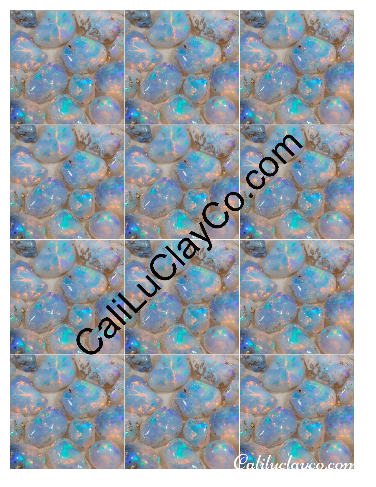 Opals #1 MULTI Left & Right Polymer Clay Water-Soluble Transfer Sheet / Tattoo Paper