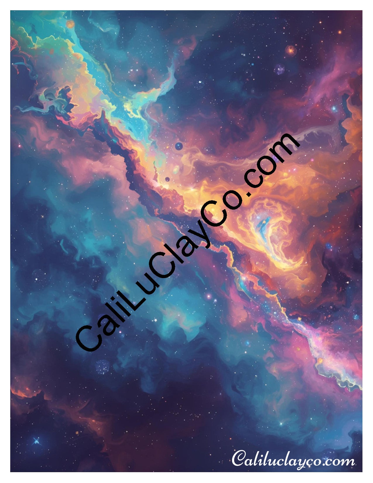 Rainbow Marbling #3 Left & Right Polymer Clay Water-Soluble Transfer Sheet / Tattoo Paper