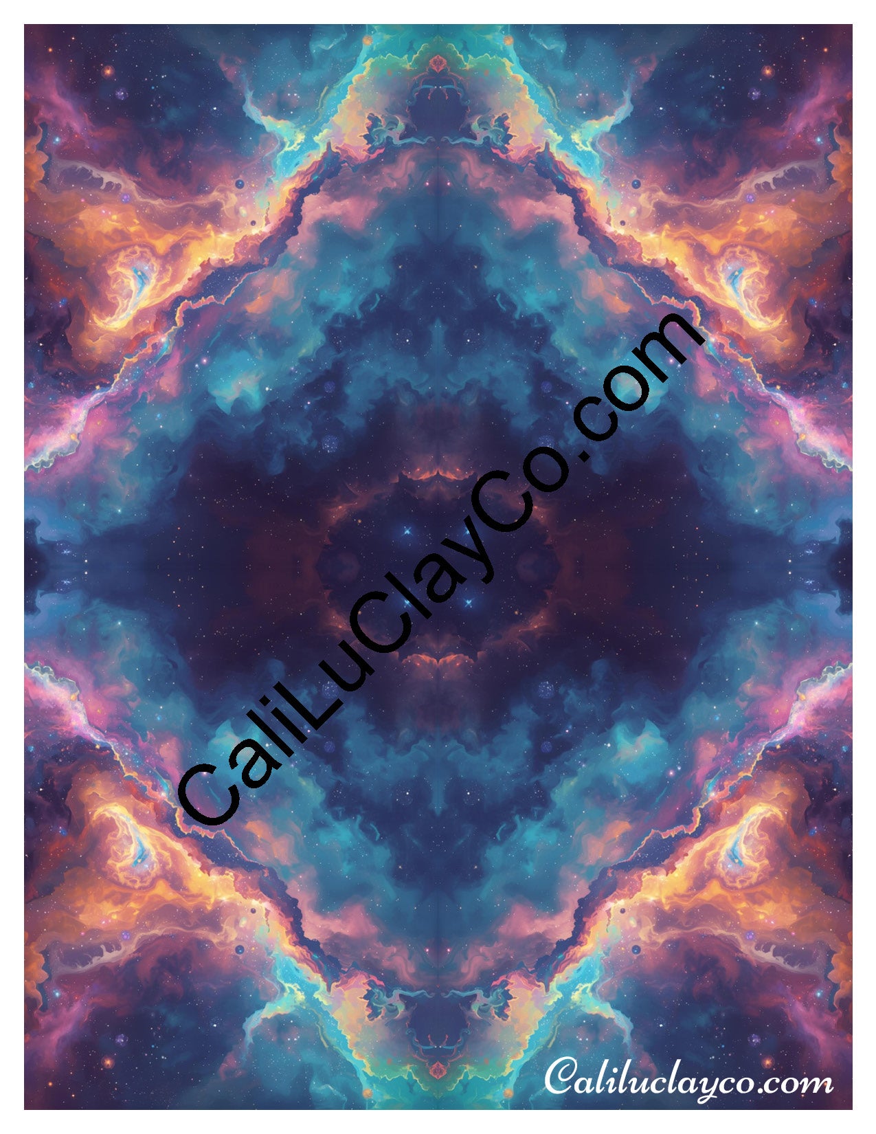 Rainbow Marbling #3 Mirrored Polymer Clay Water-Soluble Transfer Sheet / Tattoo Paper