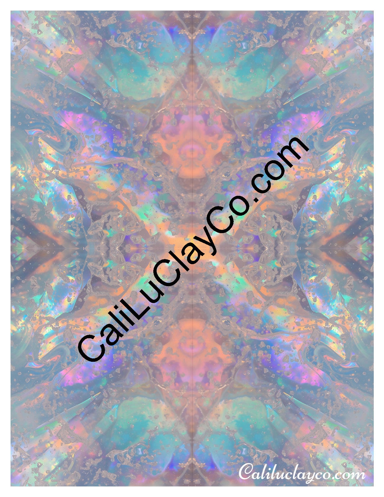 Opalescent Marbling #3 Mirrored x4 Polymer Clay Water-Soluble Transfer Sheet / Tattoo Paper