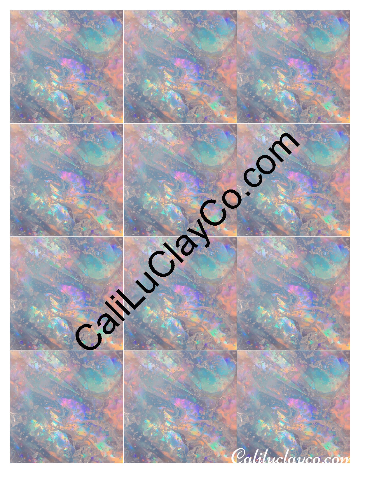 Opalescent Marbling #3 MULTI Left & Right Polymer Clay Water-Soluble Transfer Sheet / Tattoo Paper