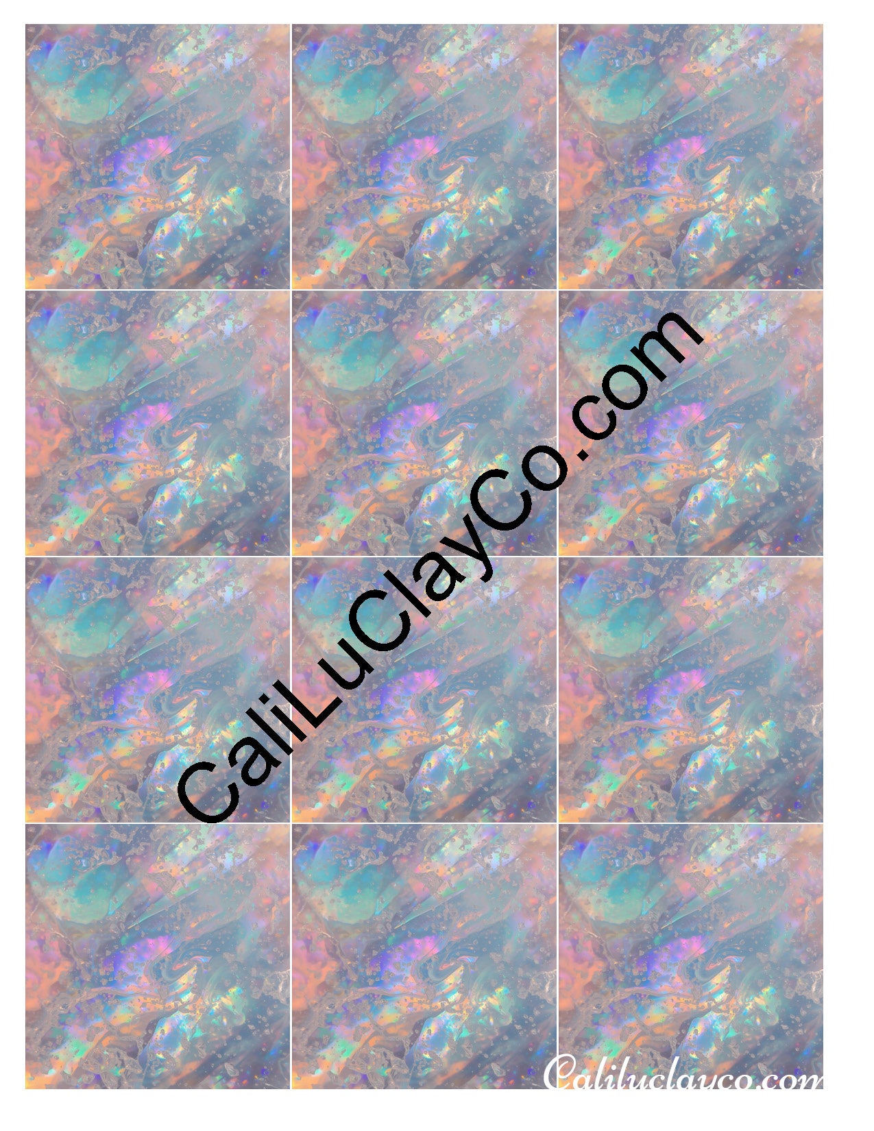 Opalescent Marbling #3 MULTI Left & Right Polymer Clay Water-Soluble Transfer Sheet / Tattoo Paper