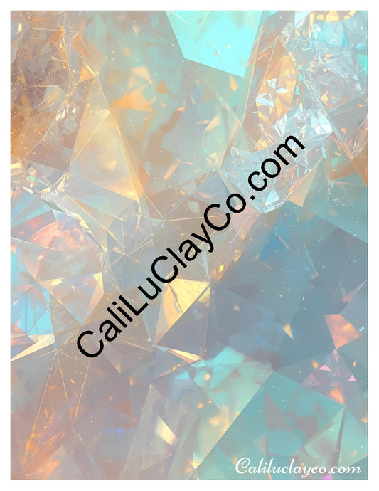 Opalescent Marbling #4 Left & Right Polymer Clay Water-Soluble Transfer Sheet / Tattoo Paper