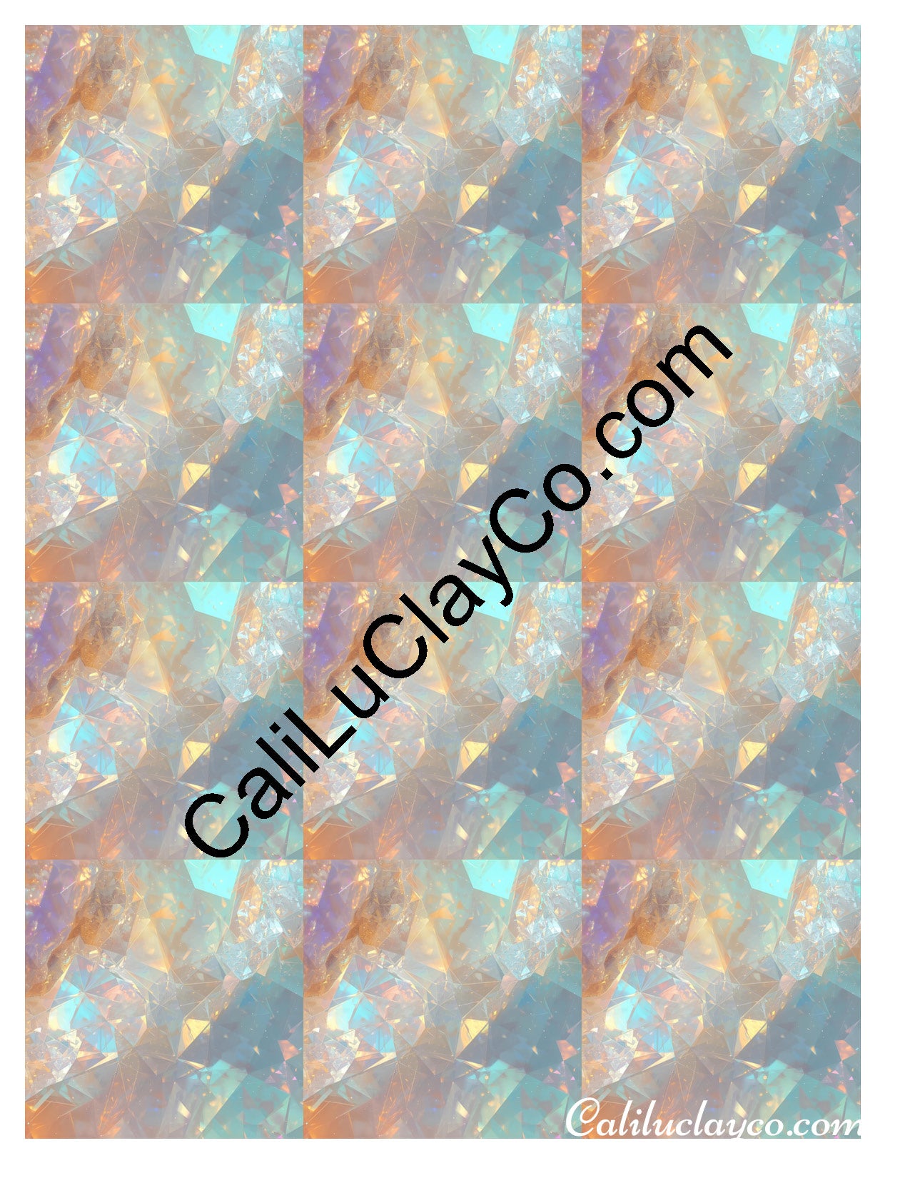 Opalescent Marbling #4 MULTI Left & Right Polymer Clay Water-Soluble Transfer Sheet / Tattoo Paper