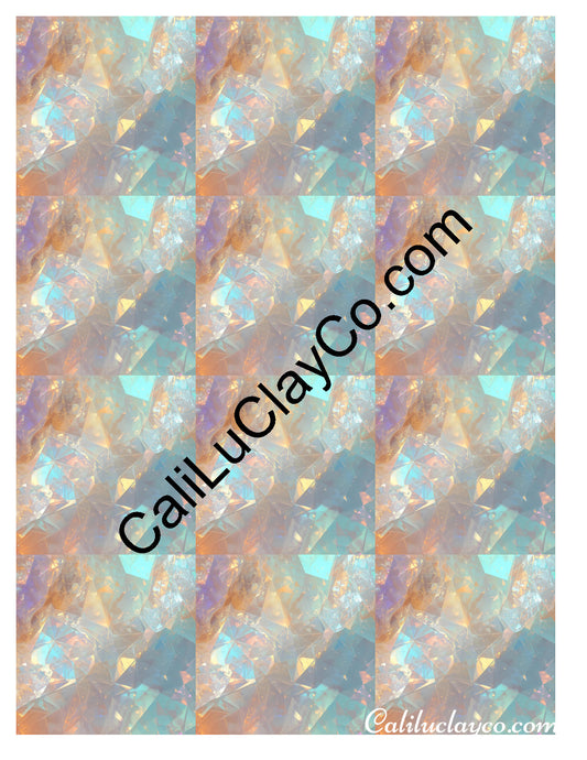 Opalescent Marbling #4 MULTI Left & Right Polymer Clay Water-Soluble Transfer Sheet / Tattoo Paper