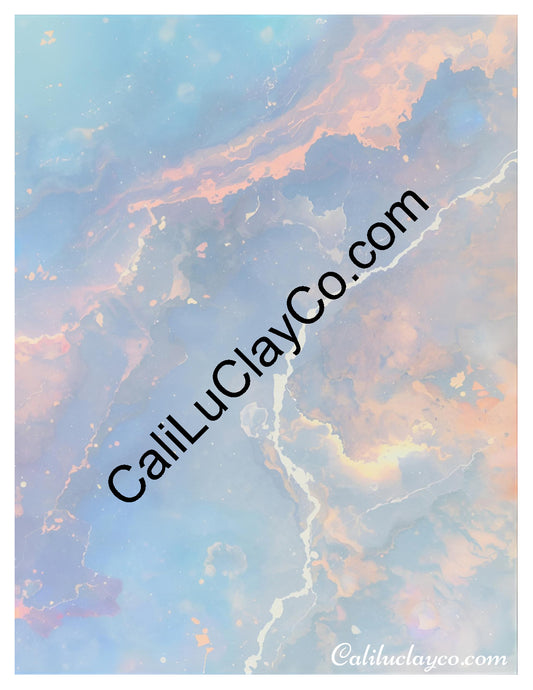 Opalescent Marbling #5 Left & Right Polymer Clay Water-Soluble Transfer Sheet / Tattoo Paper