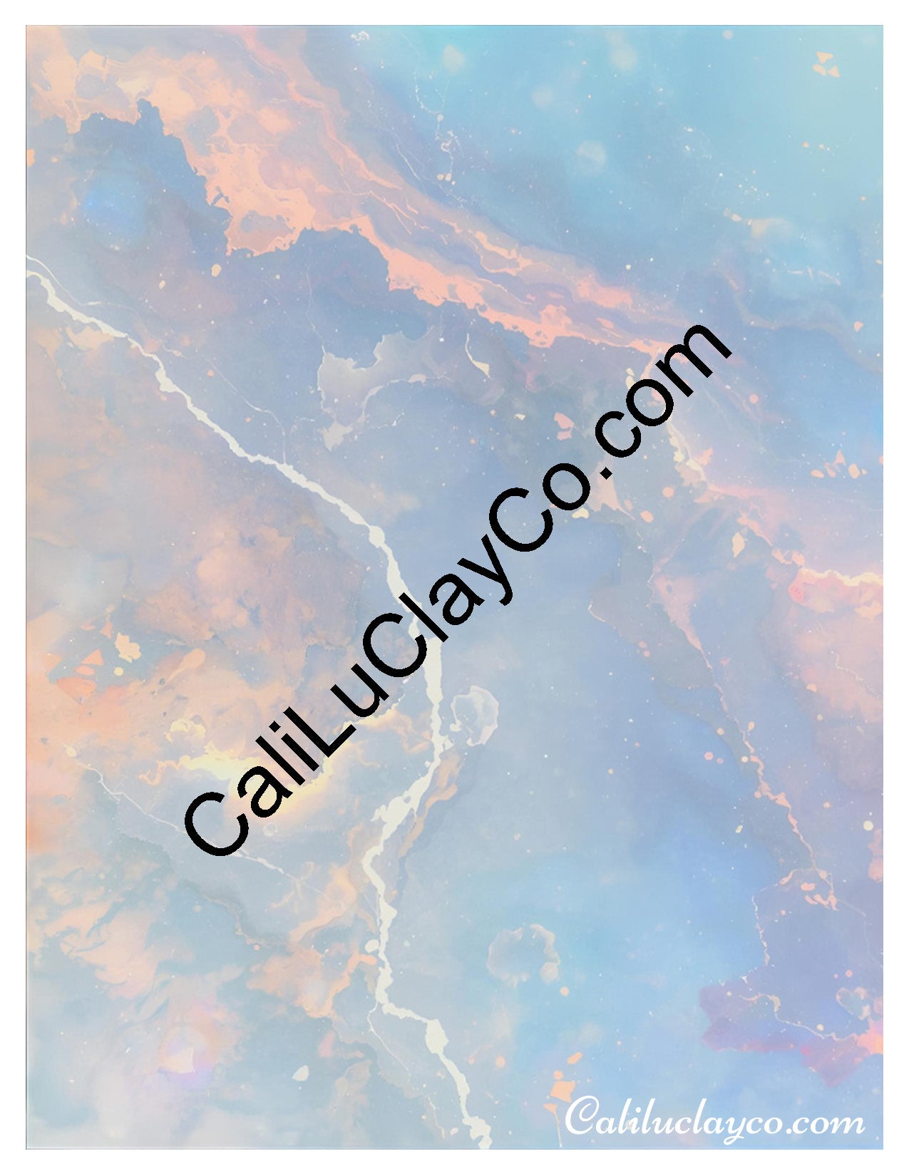 Opalescent Marbling #5 Left & Right Polymer Clay Water-Soluble Transfer Sheet / Tattoo Paper