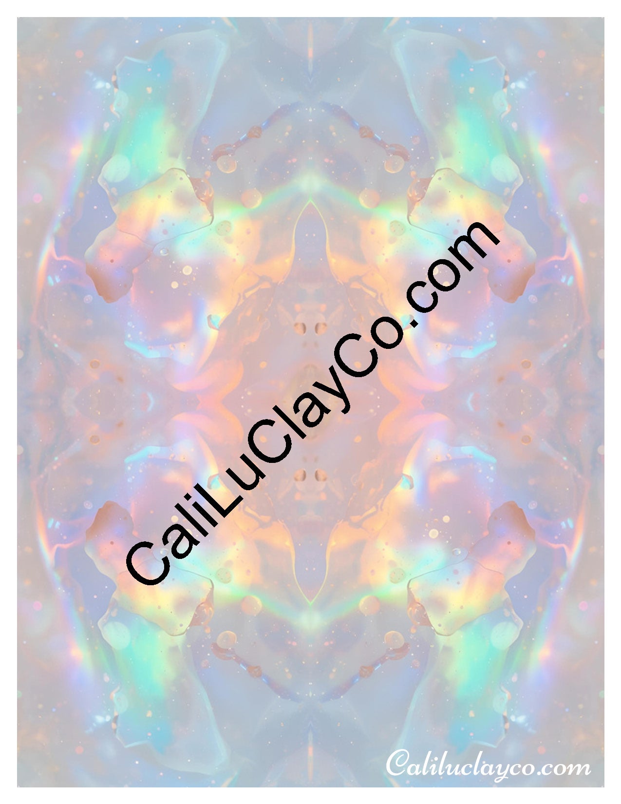 Opalescent Marbling #6 Mirrored x4 Polymer Clay Water-Soluble Transfer Sheet / Tattoo Paper