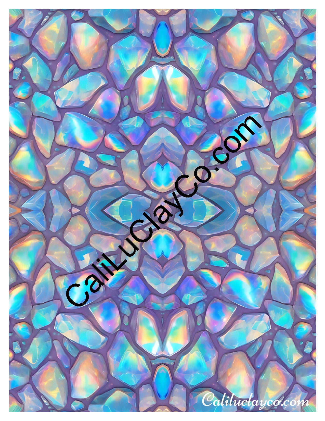 Bejeweled #6 Mirrored x4 Polymer Clay Water-Soluble Transfer Sheet / Tattoo Paper