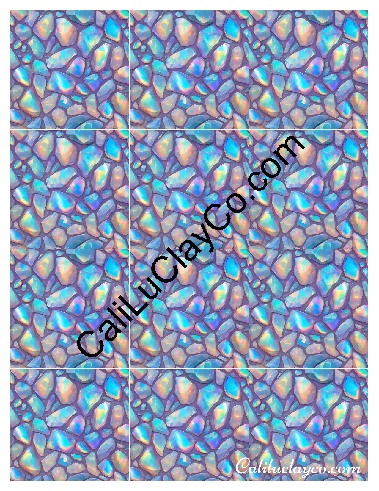 Bejeweled #6 MULTI Left & Right Polymer Clay Water-Soluble Transfer Sheet / Tattoo Paper