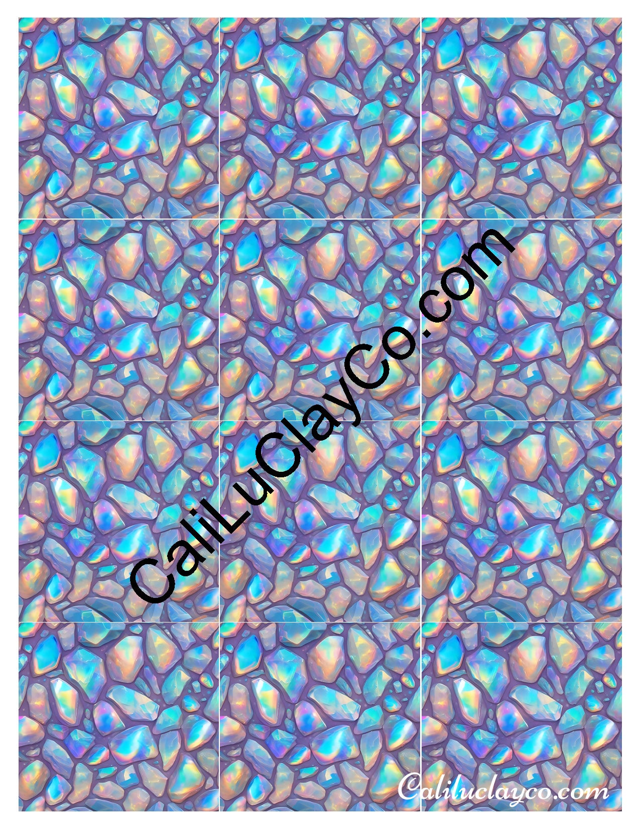 Bejeweled #6 MULTI Left & Right Polymer Clay Water-Soluble Transfer Sheet / Tattoo Paper