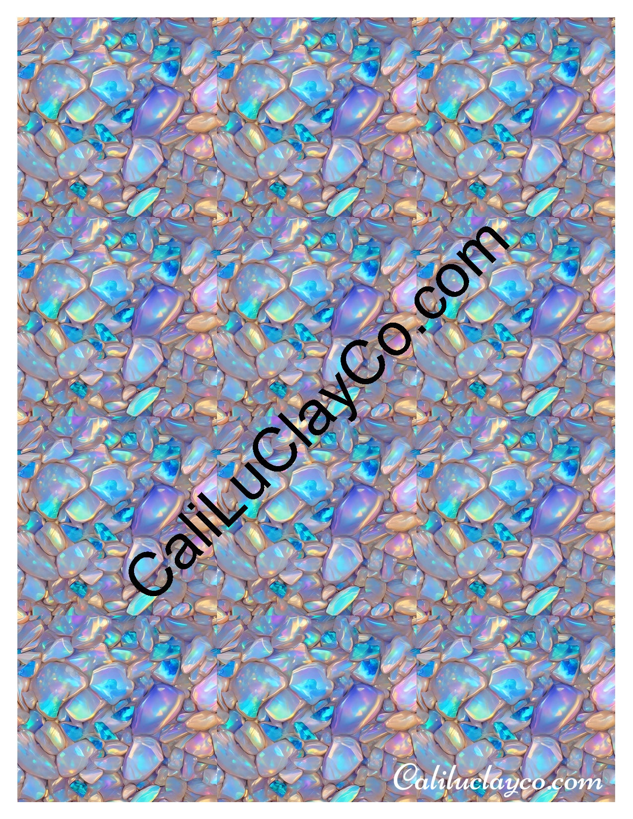 Bejeweled #7 MULTI Left & Right Polymer Clay Water-Soluble Transfer Sheet / Tattoo Paper