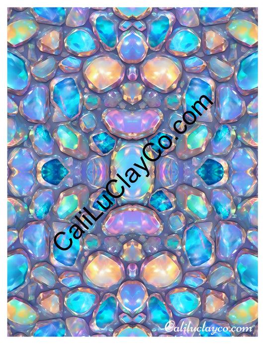 Bejeweled #3 Mirrored Polymer Clay Water-Soluble Transfer Sheet / Tattoo Paper