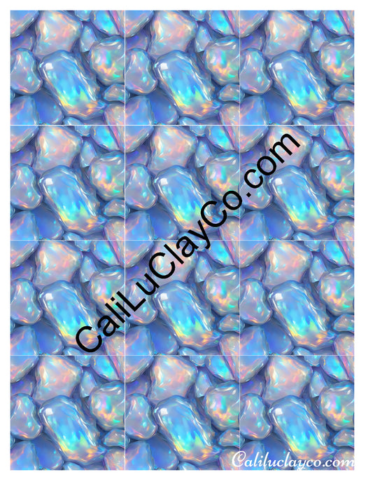Bejeweled #4 MULTI Left & Right Polymer Clay Water-Soluble Transfer Sheet / Tattoo Paper