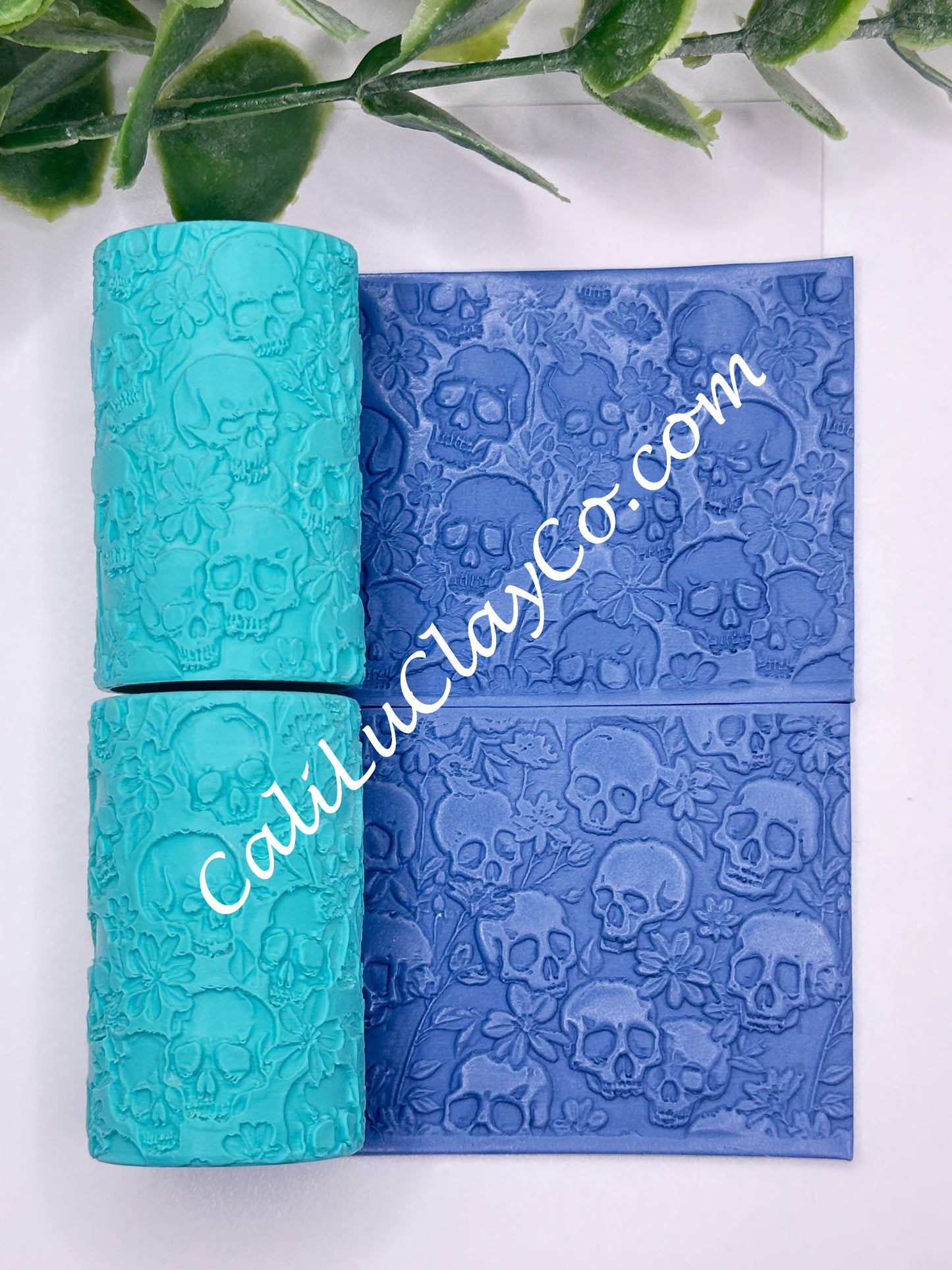 Floral Skulls Texture Roller for Polymer Clay/Fondant/Cookie Dough