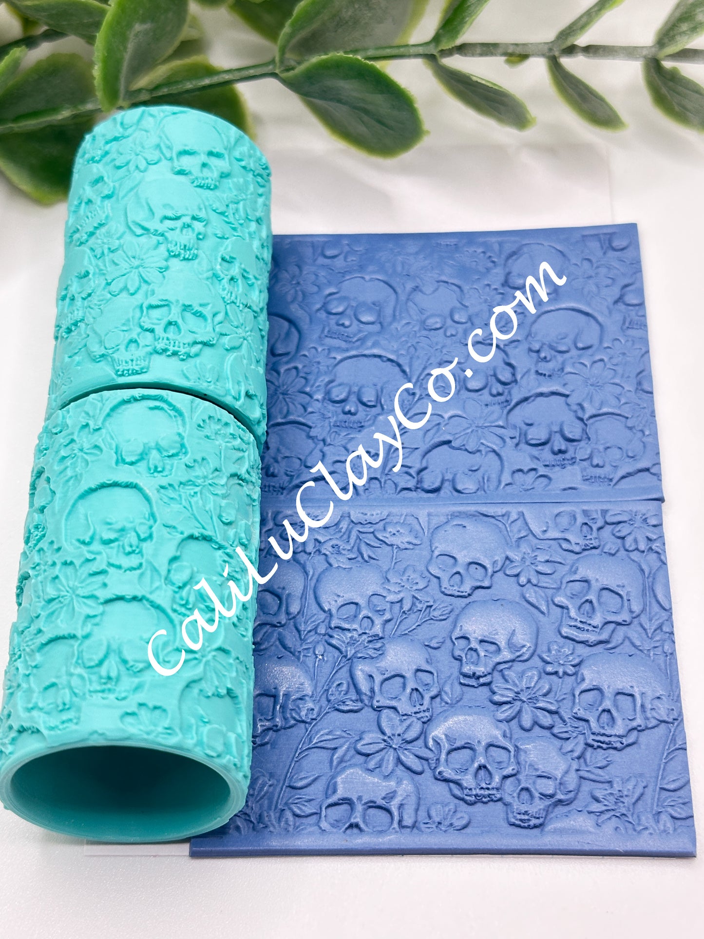 Floral Skulls Texture Roller for Polymer Clay/Fondant/Cookie Dough