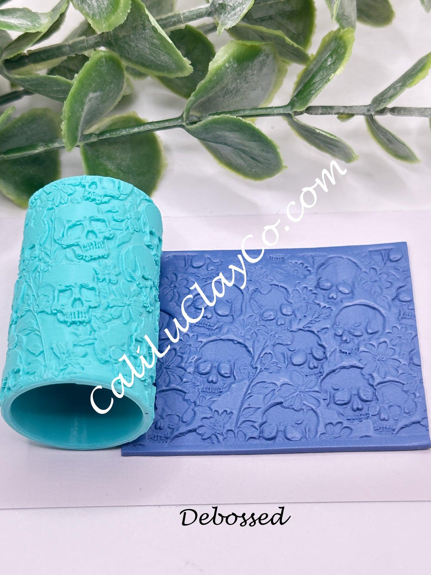 Floral Skulls Texture Roller for Polymer Clay/Fondant/Cookie Dough