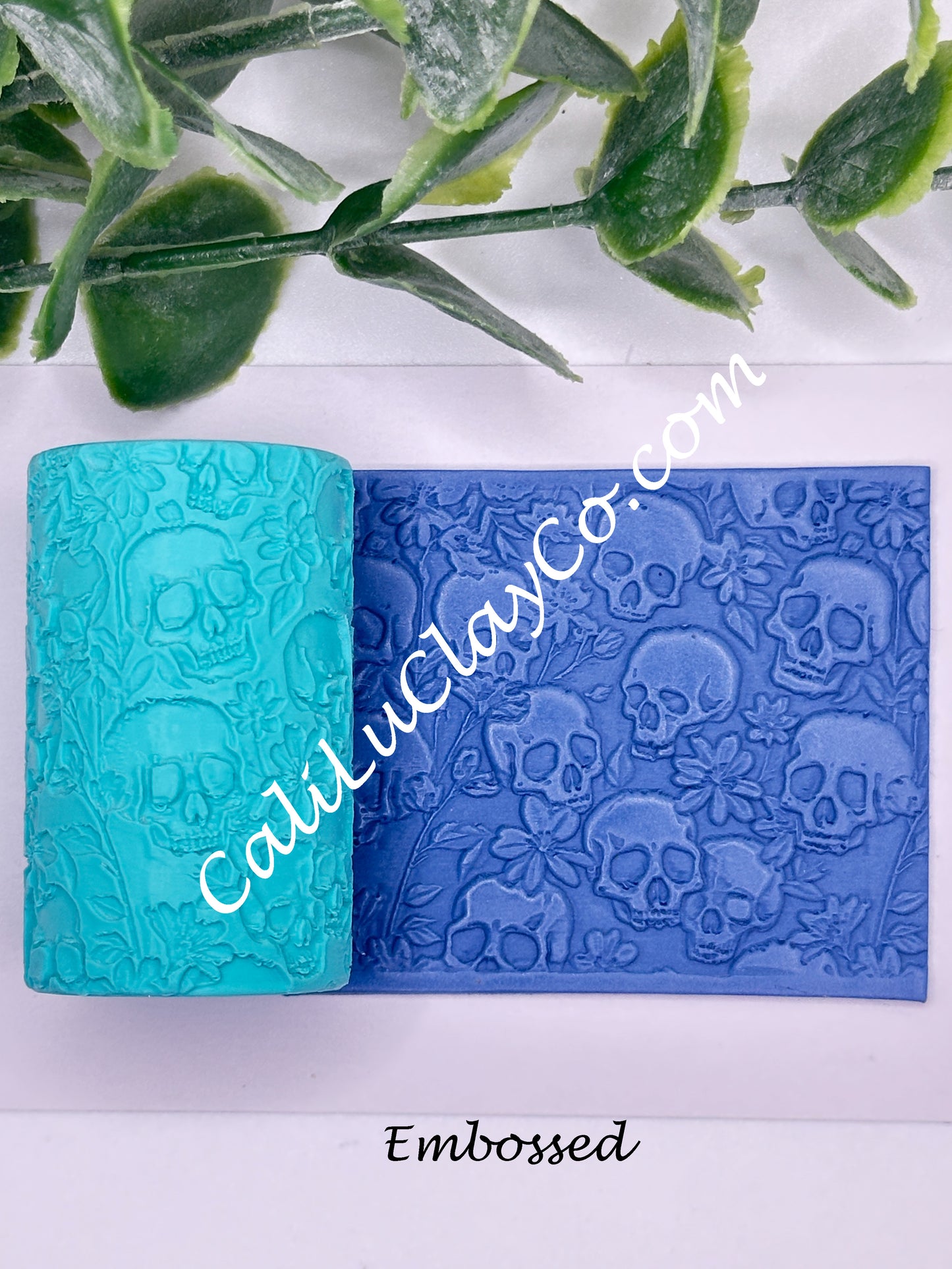 Floral Skulls Texture Roller for Polymer Clay/Fondant/Cookie Dough