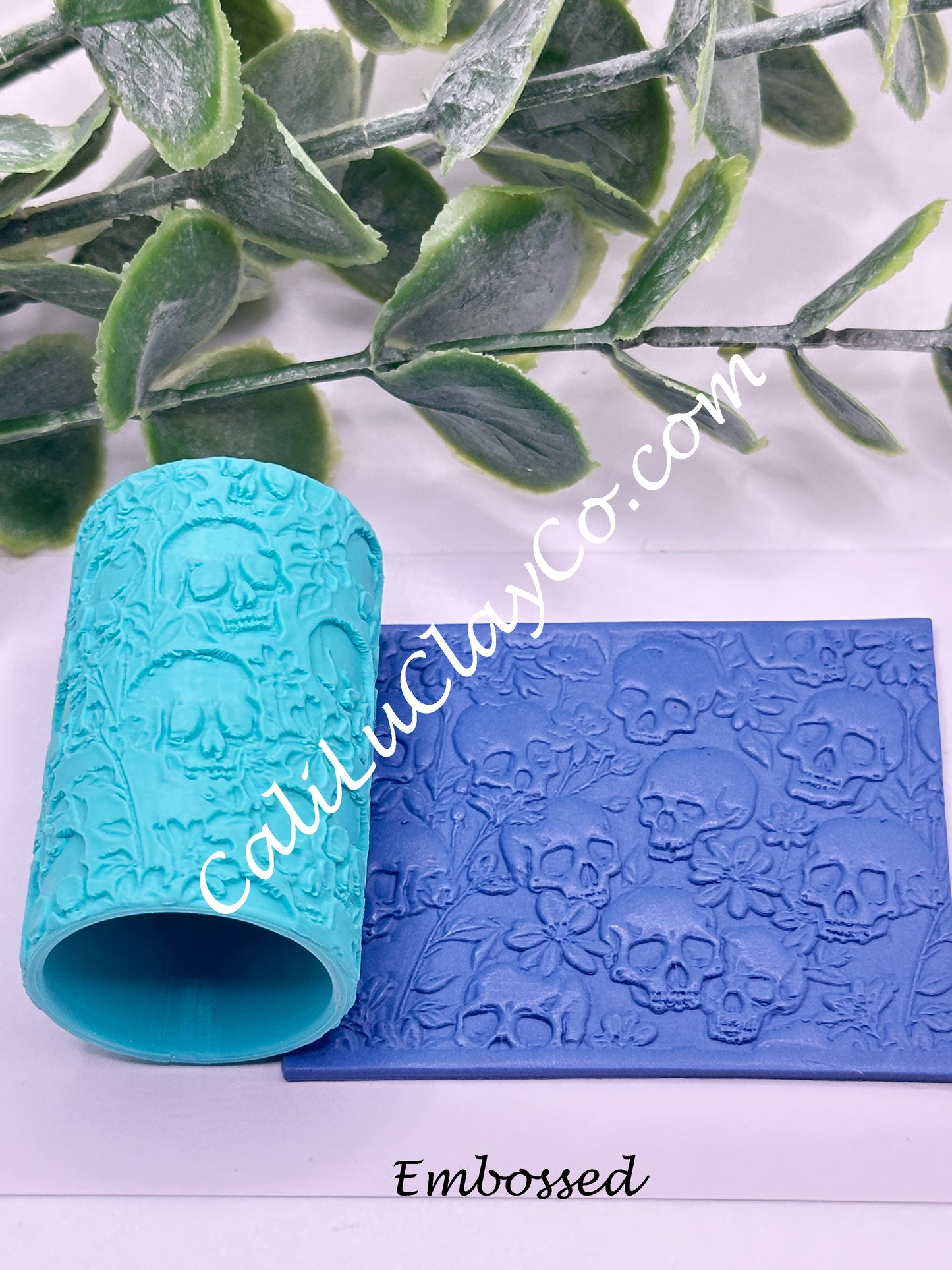 Floral Skulls Texture Roller for Polymer Clay/Fondant/Cookie Dough