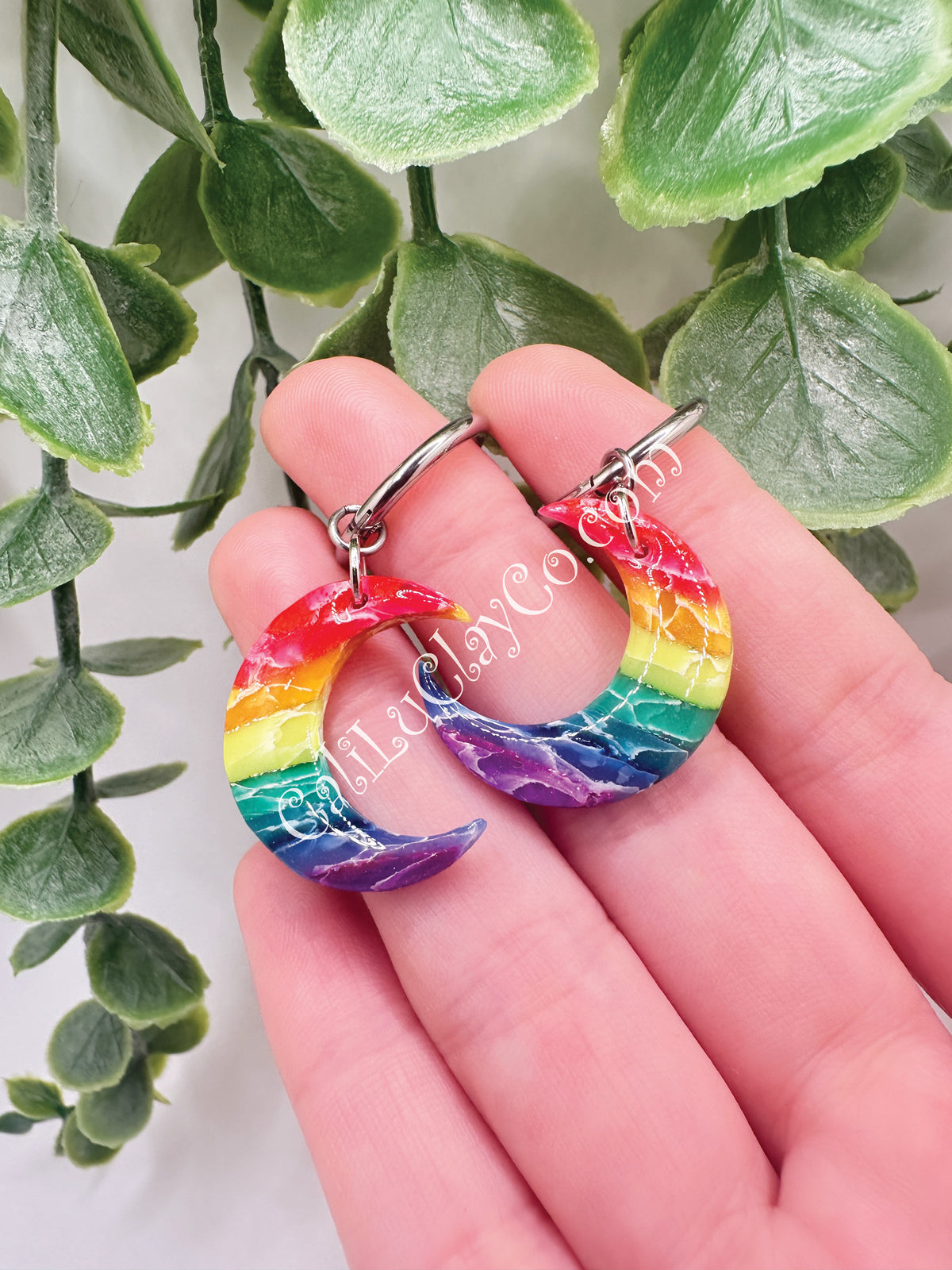Reversible Rainbow Moons on Hoops - Matte & Shiny