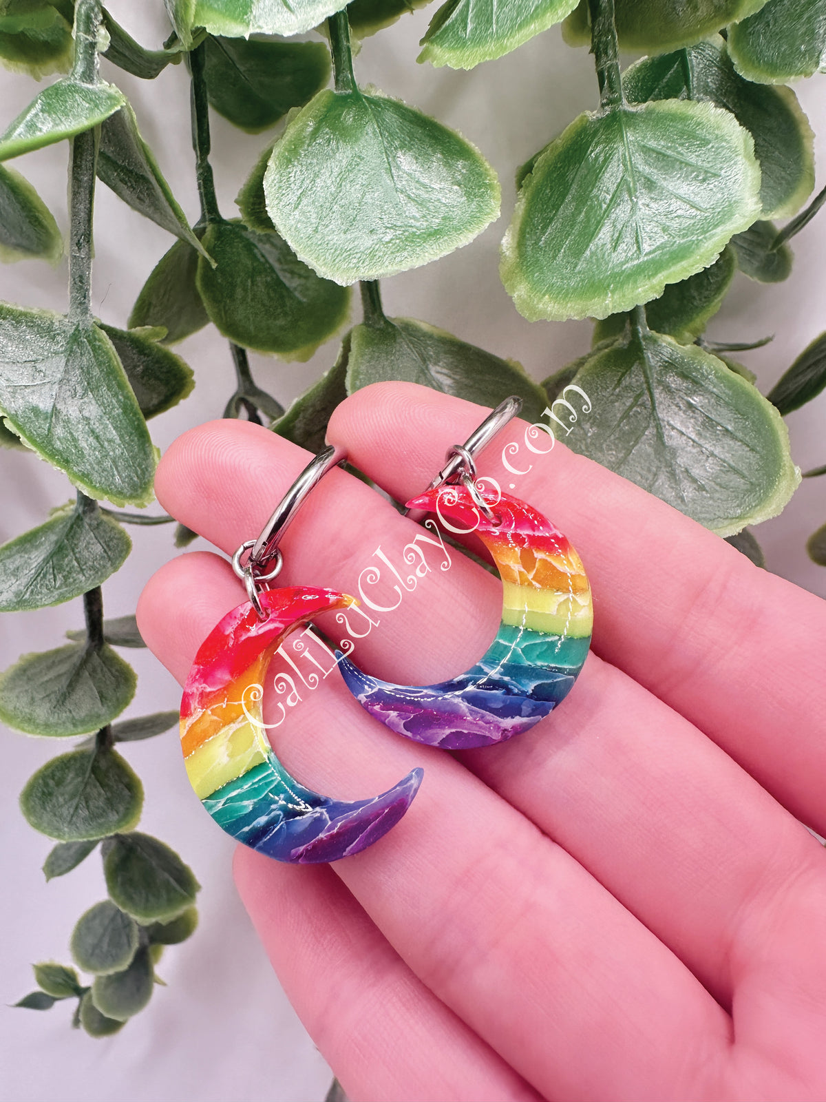 Reversible Rainbow Moons on Hoops - Matte & Shiny
