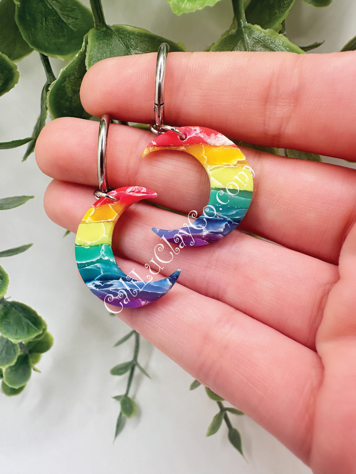 Reversible Rainbow Moons on Hoops - Matte & Shiny