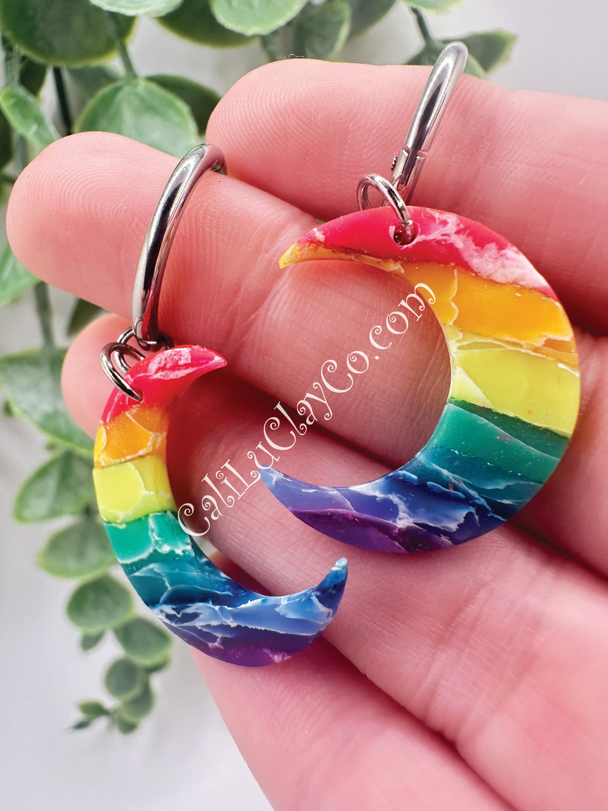 Reversible Rainbow Moons on Hoops - Matte & Shiny