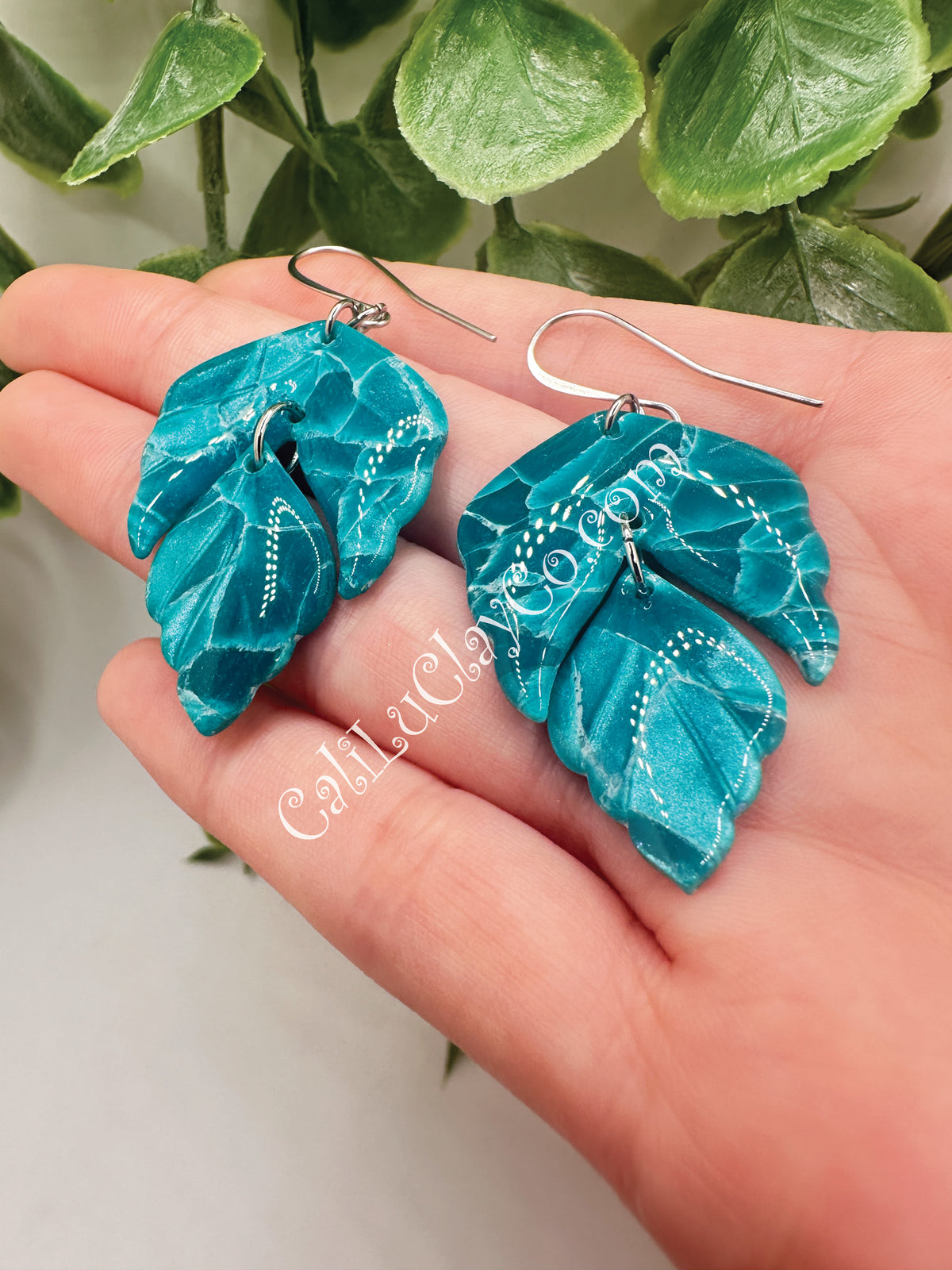 Marbled Teal Leaf Dangles