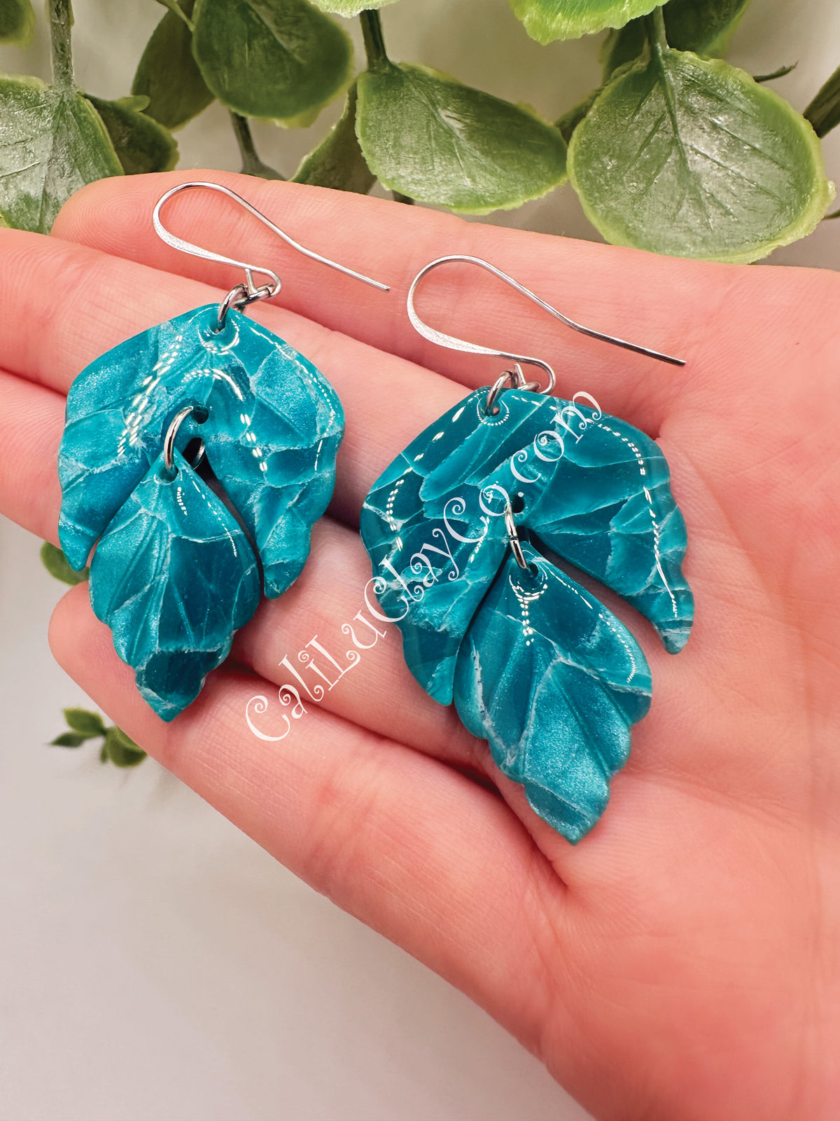 Marbled Teal Leaf Dangles