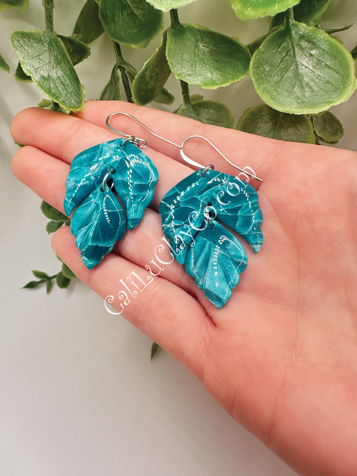 Marbled Teal Leaf Dangles
