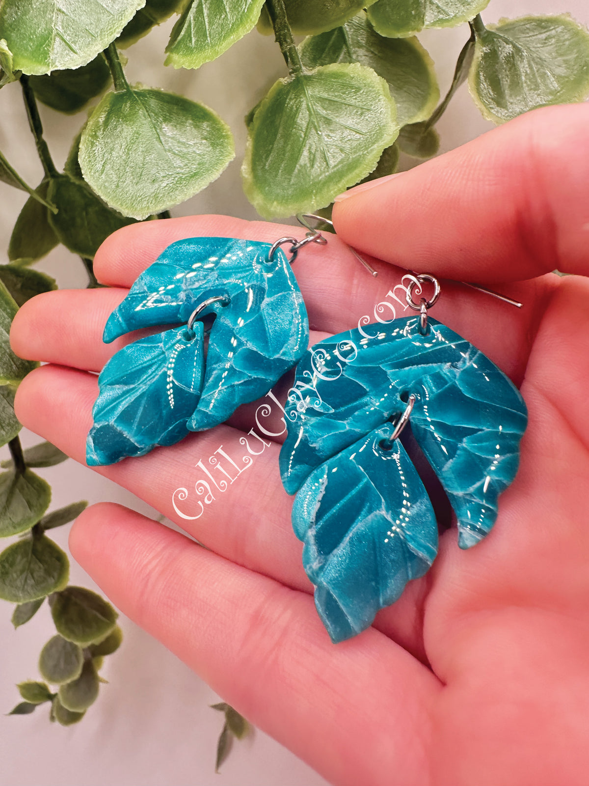 Marbled Teal Leaf Dangles