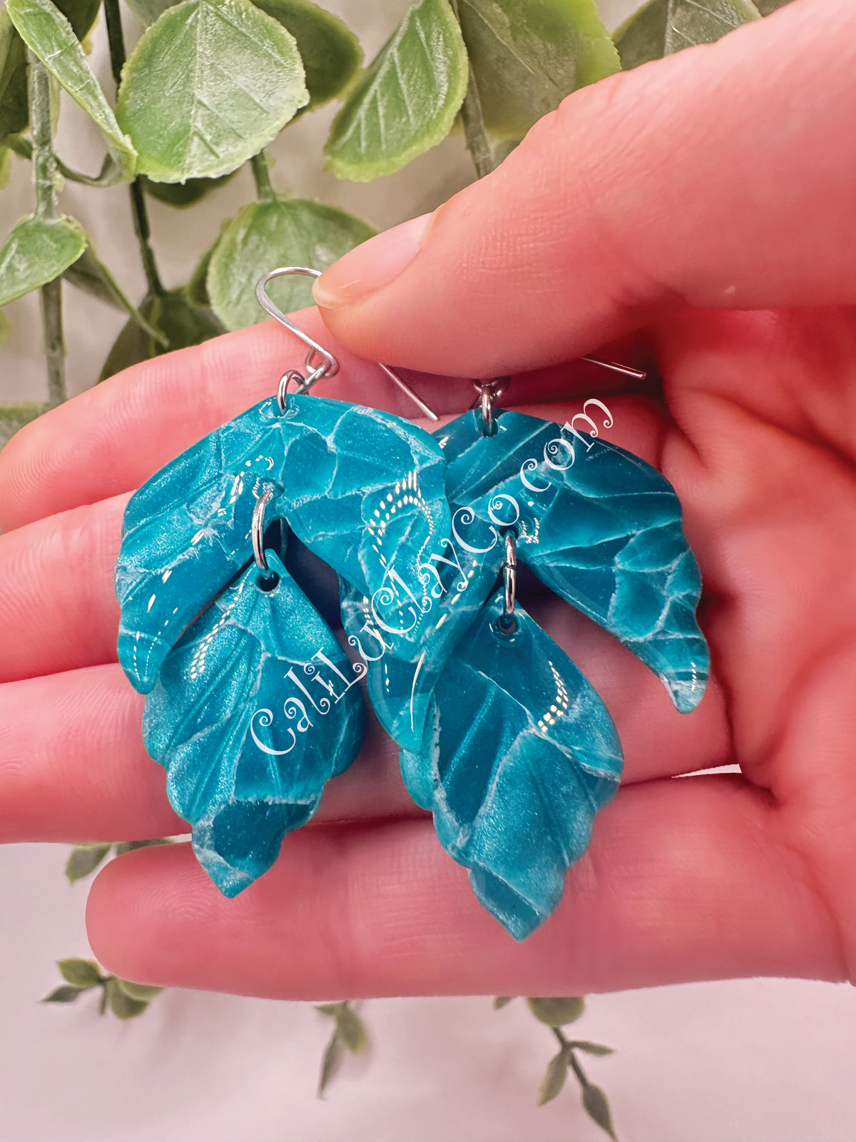 Marbled Teal Leaf Dangles