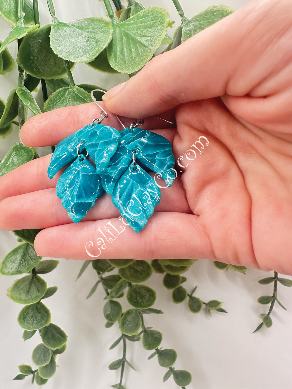 Marbled Teal Leaf Dangles