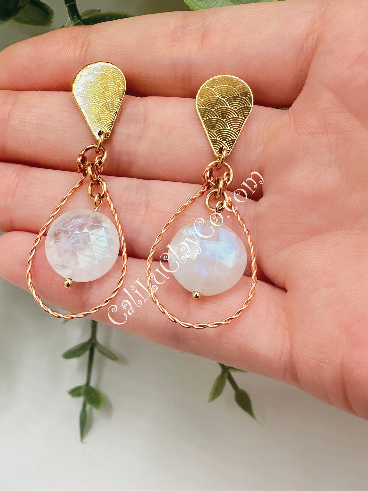 Moonstone & Copper Ocean Dangles