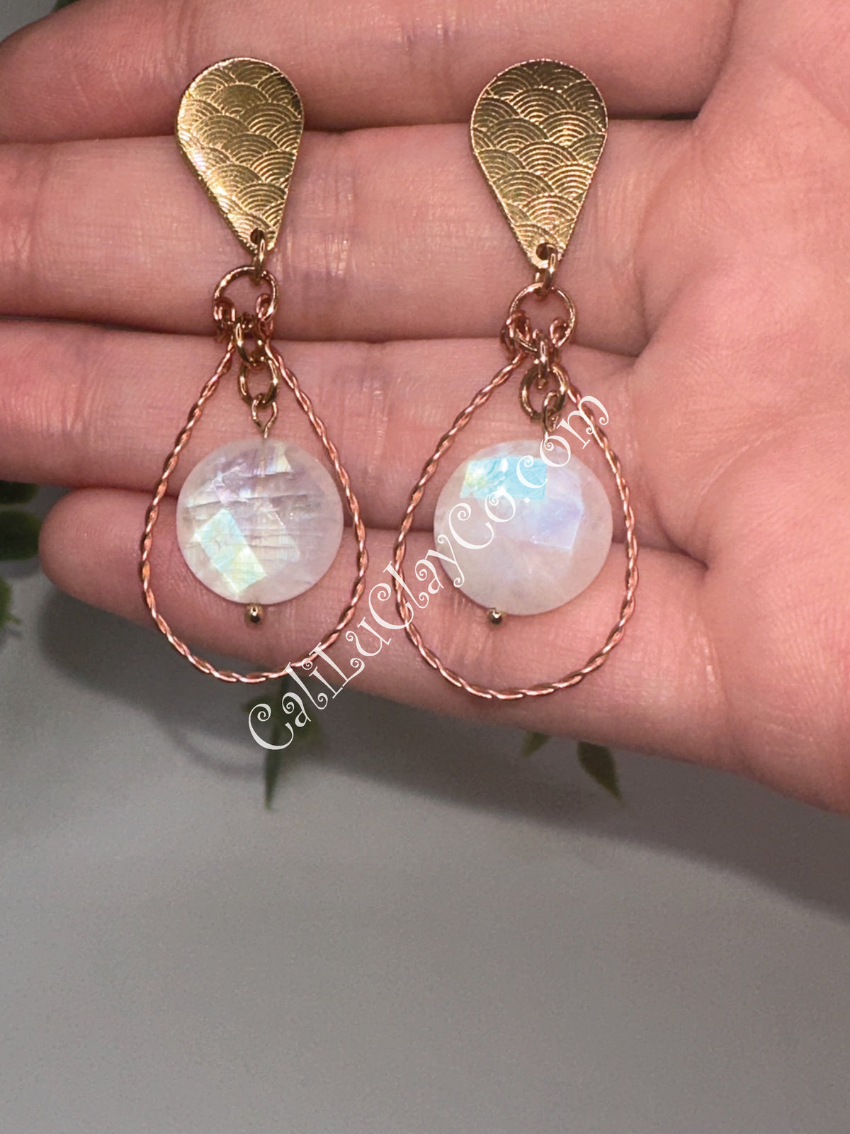 Moonstone & Copper Ocean Dangles