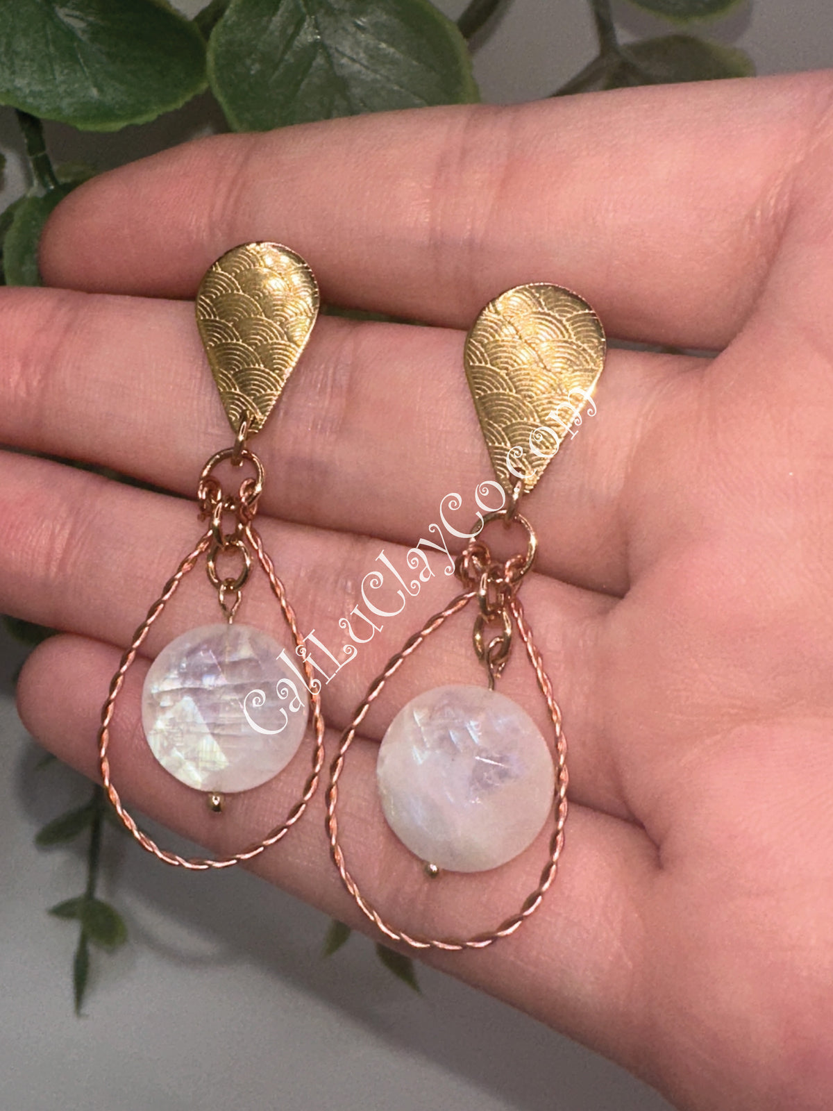 Moonstone & Copper Ocean Dangles