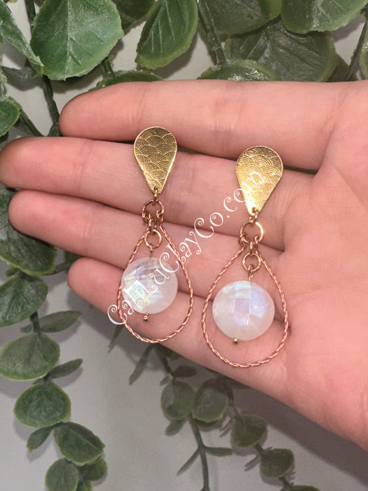 Moonstone & Copper Ocean Dangles