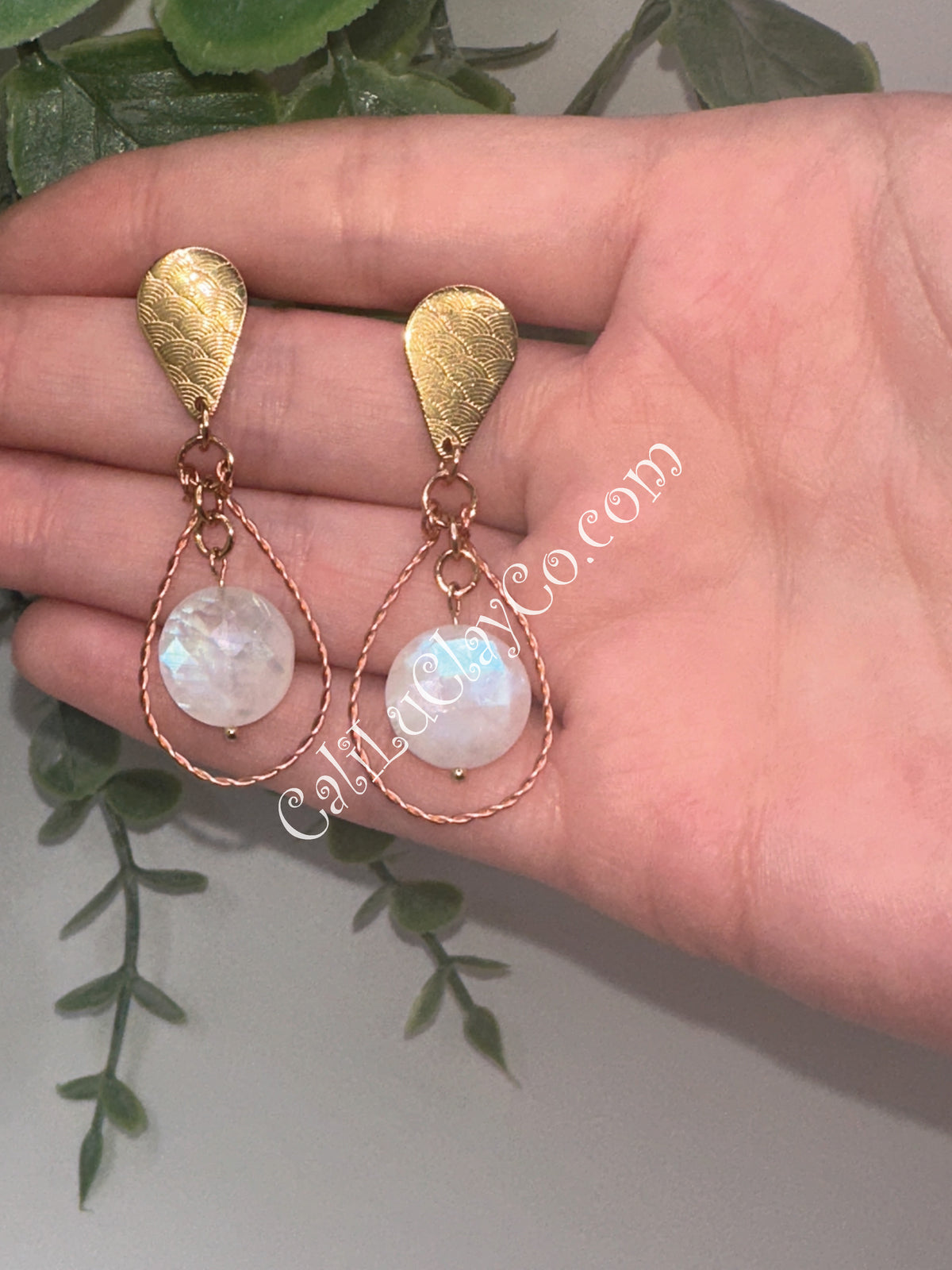 Moonstone & Copper Ocean Dangles