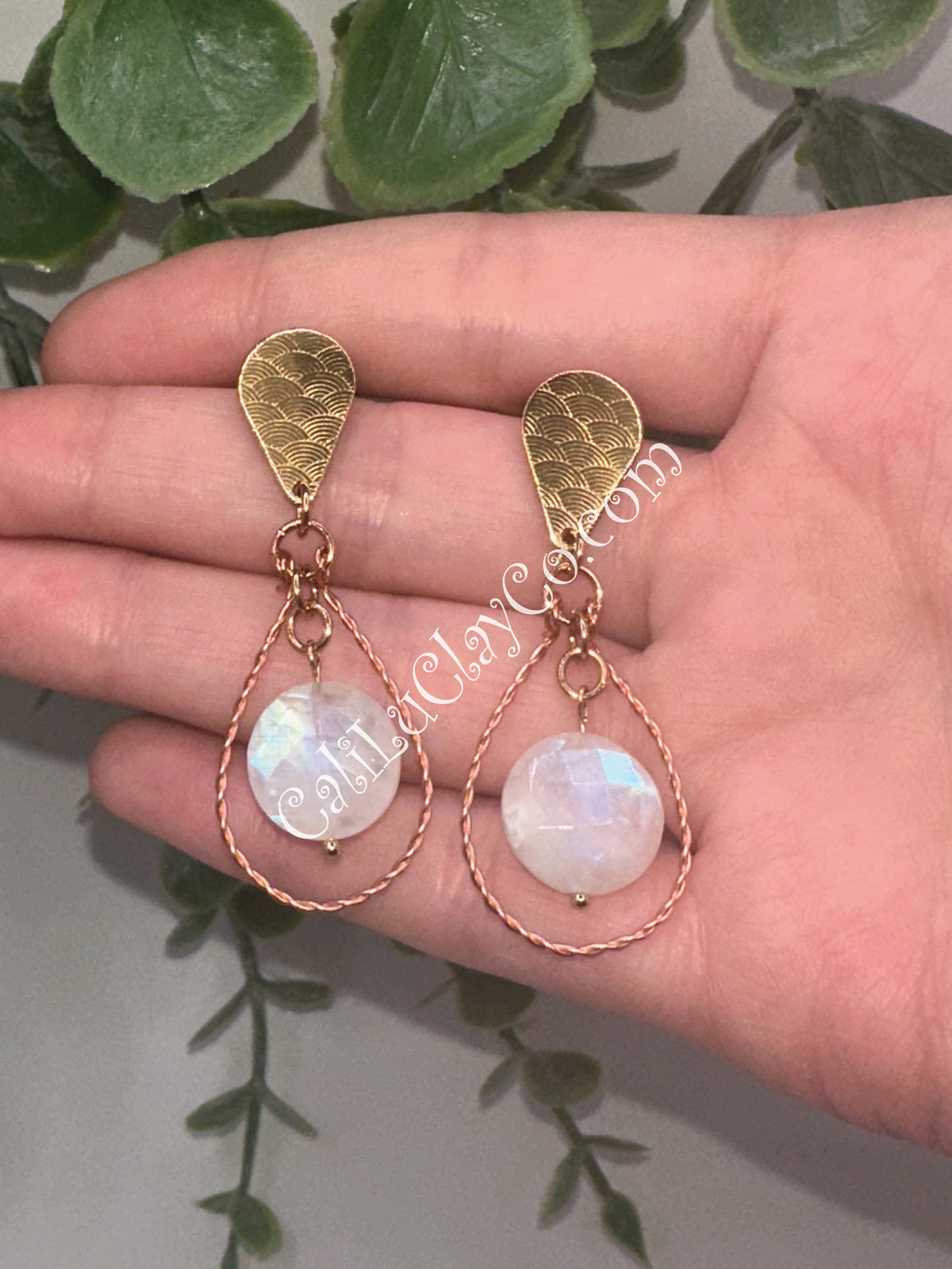Moonstone & Copper Ocean Dangles
