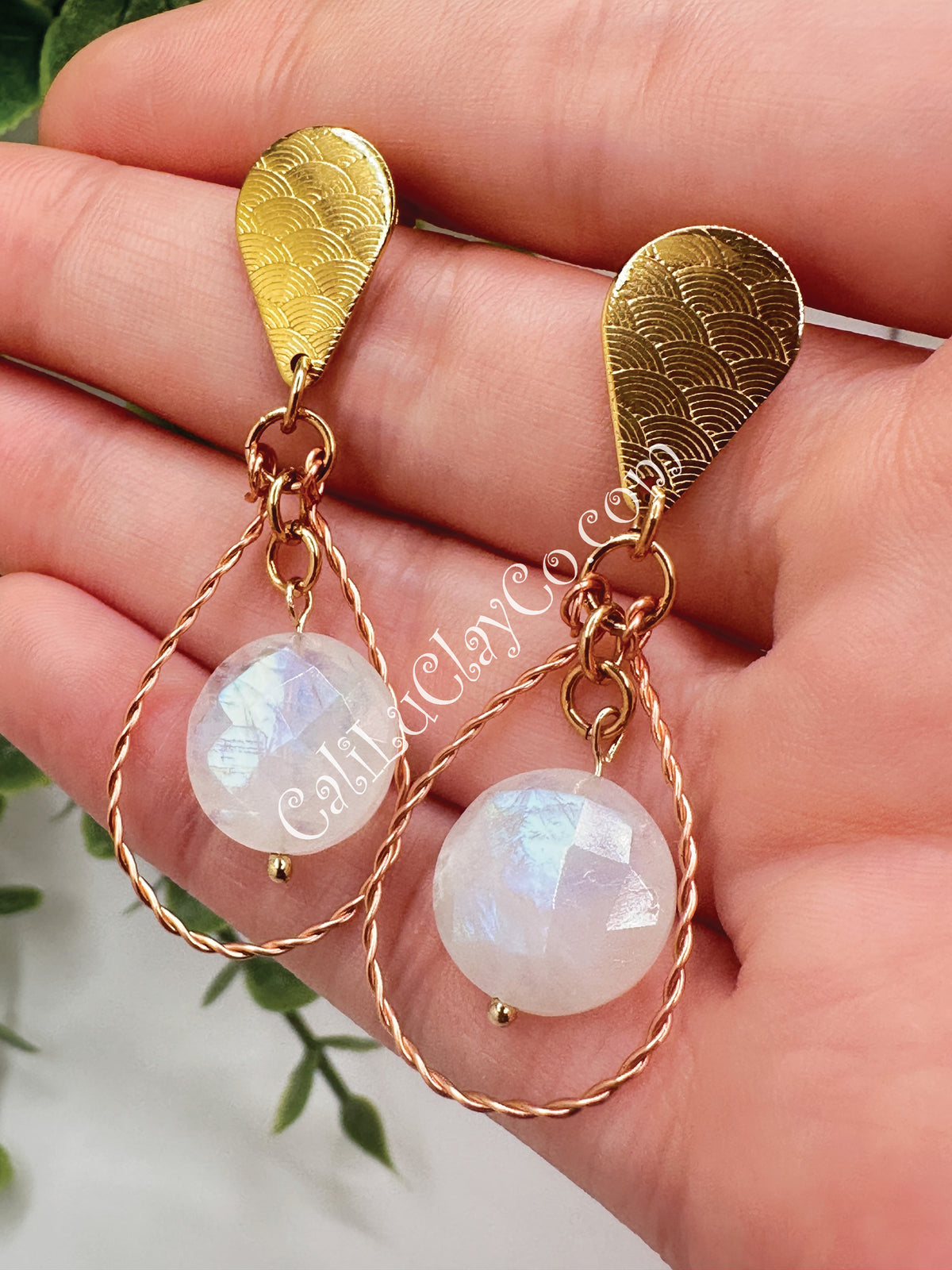 Moonstone & Copper Ocean Dangles