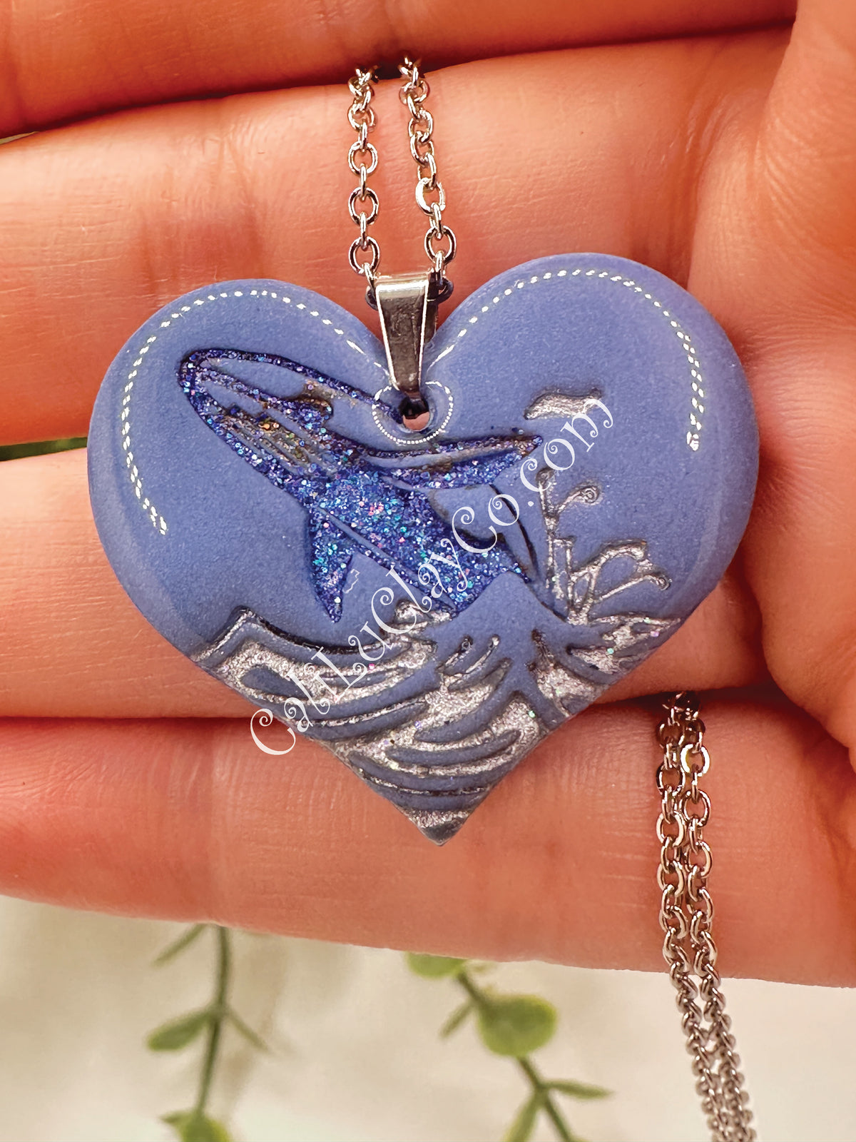 Breeching Whale Heart Pendant