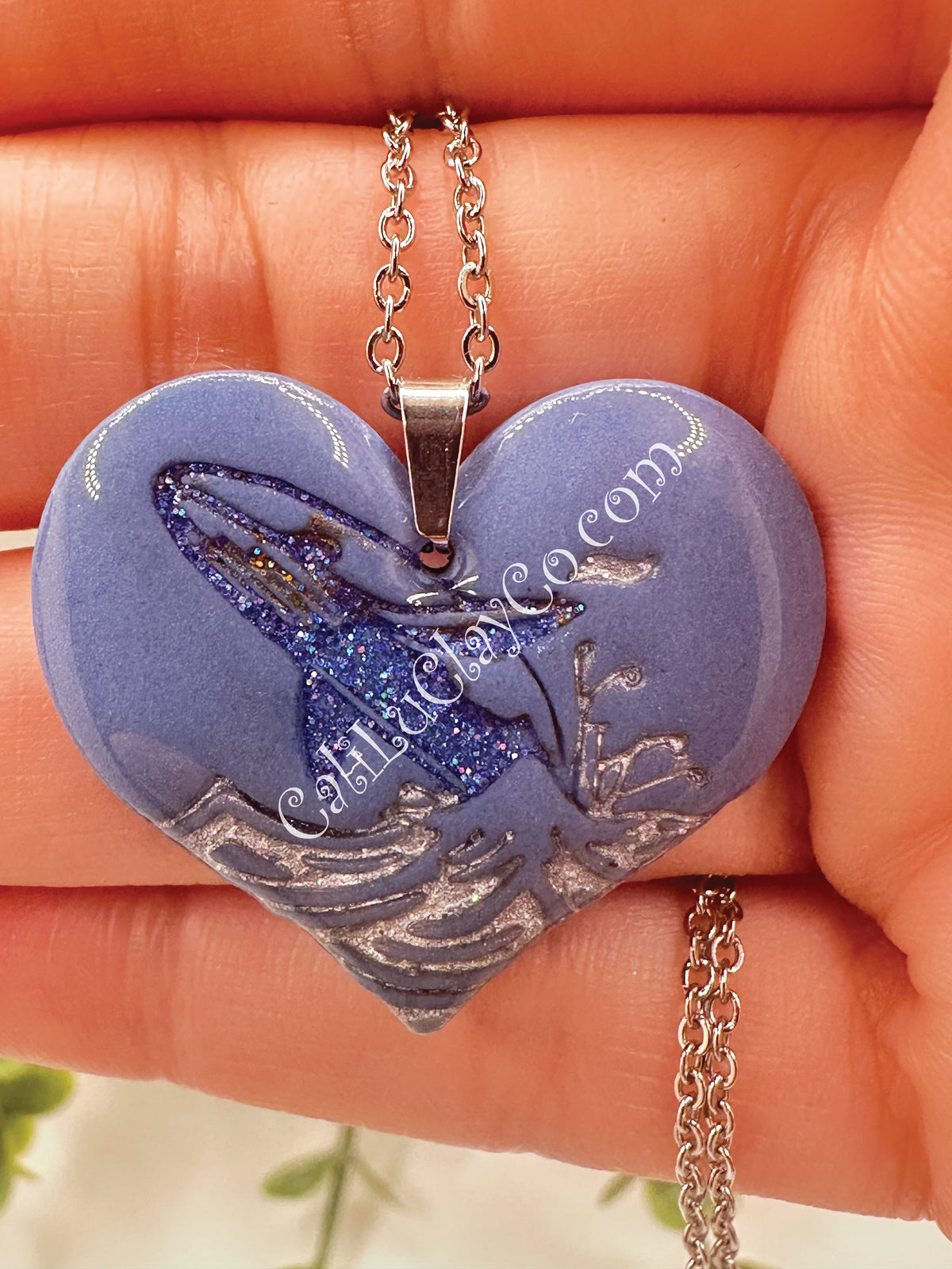 Breeching Whale Heart Pendant