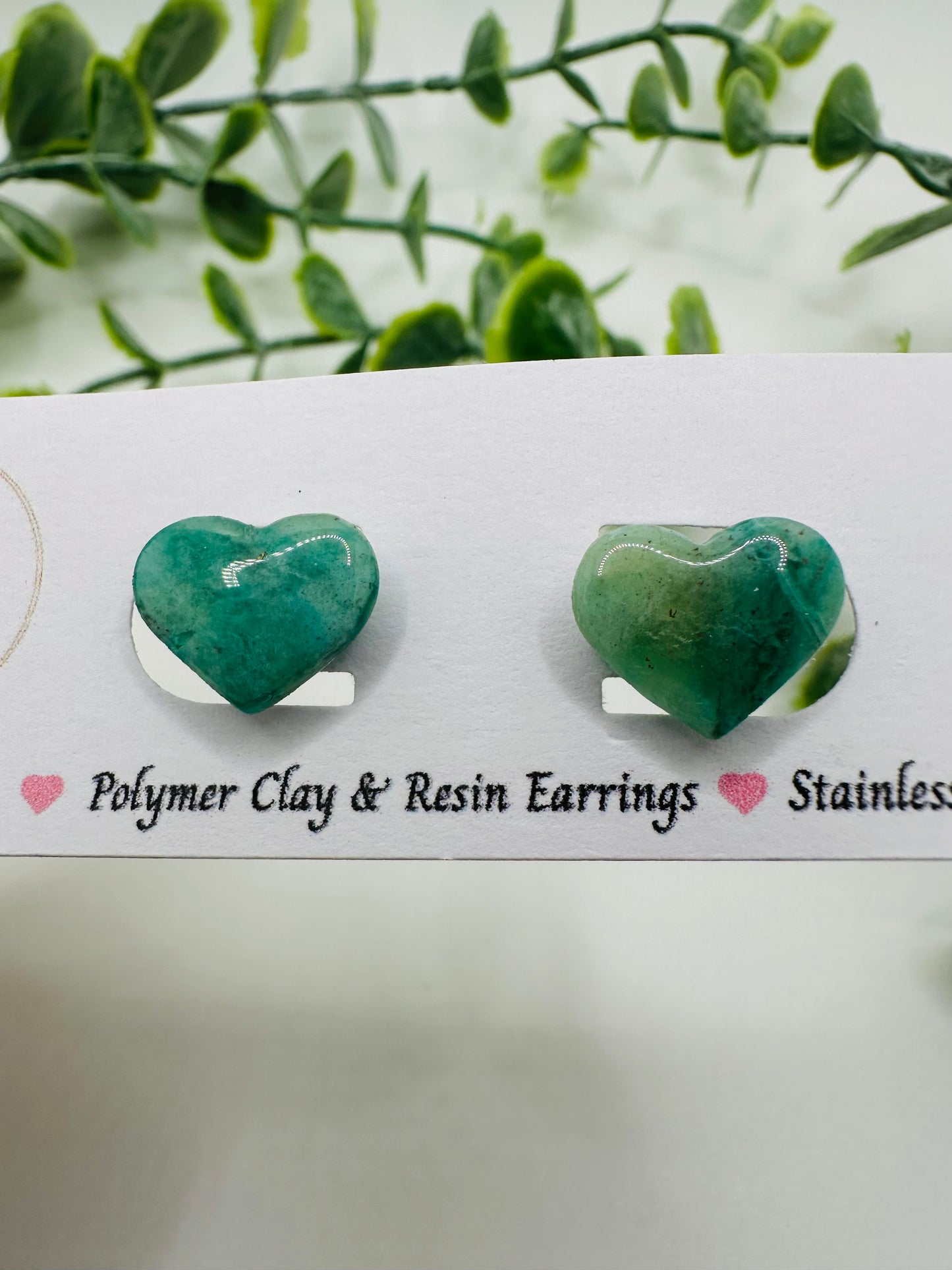 Jade Ocean Heart Studs