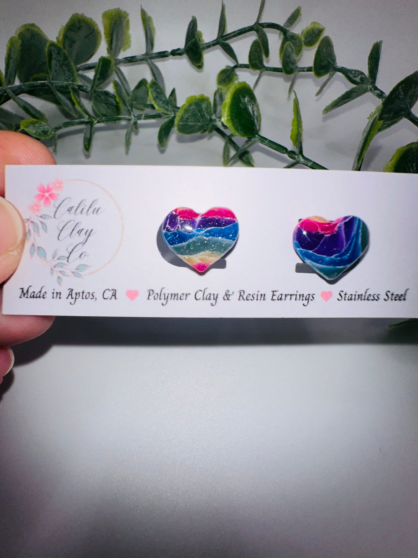 Rainbow Heart Studs / Post Earrings